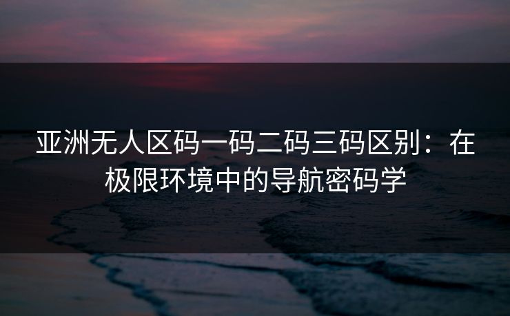 亚洲无人区码一码二码三码区别：在极限环境中的导航密码学