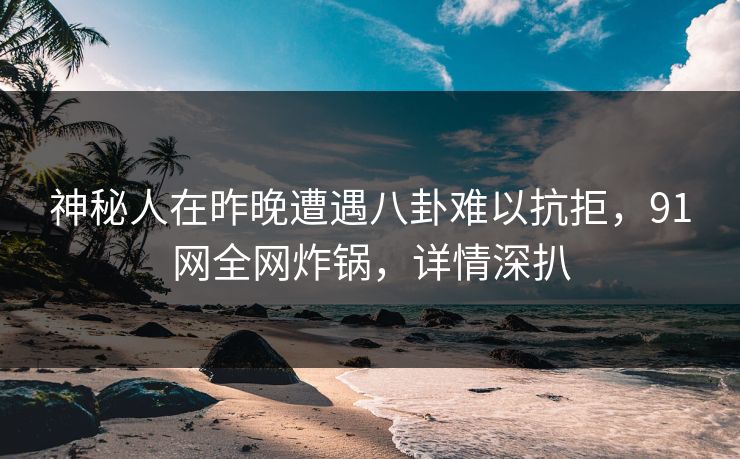 神秘人在昨晚遭遇八卦难以抗拒，91网全网炸锅，详情深扒