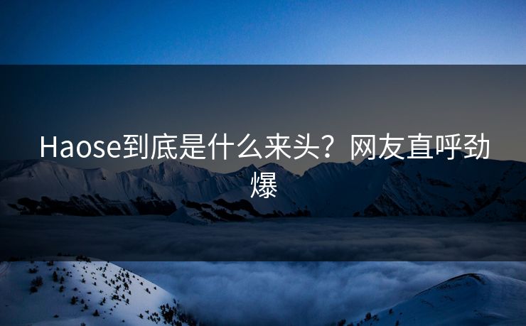 Haose到底是什么来头？网友直呼劲爆