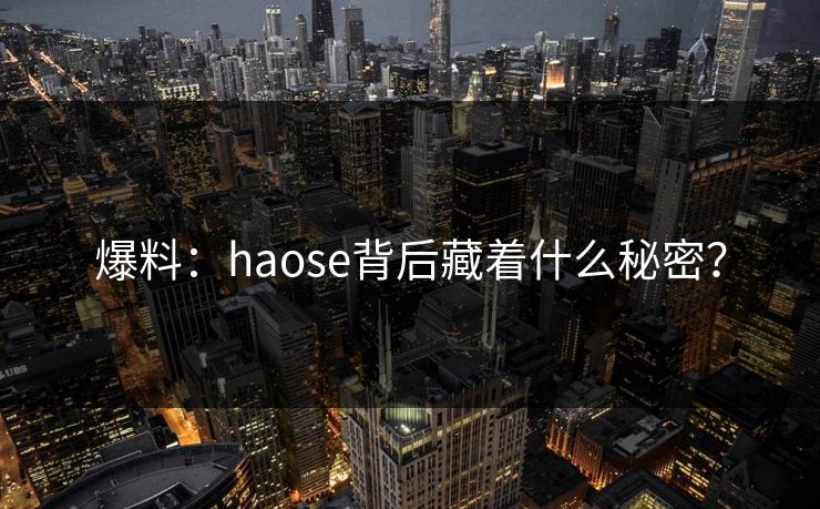 爆料：haose背后藏着什么秘密？