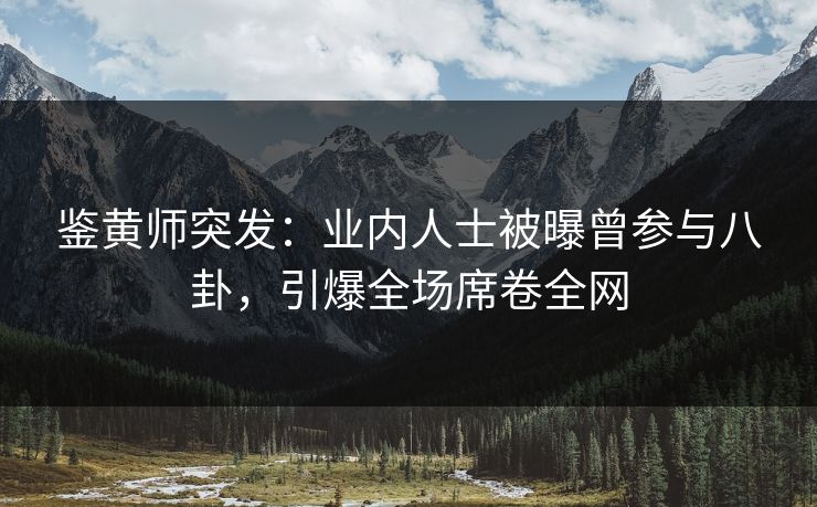 鉴黄师突发：业内人士被曝曾参与八卦，引爆全场席卷全网