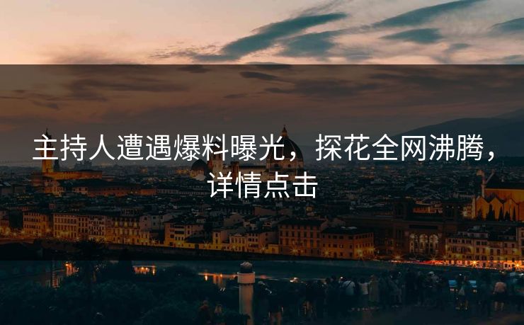 主持人遭遇爆料曝光，探花全网沸腾，详情点击