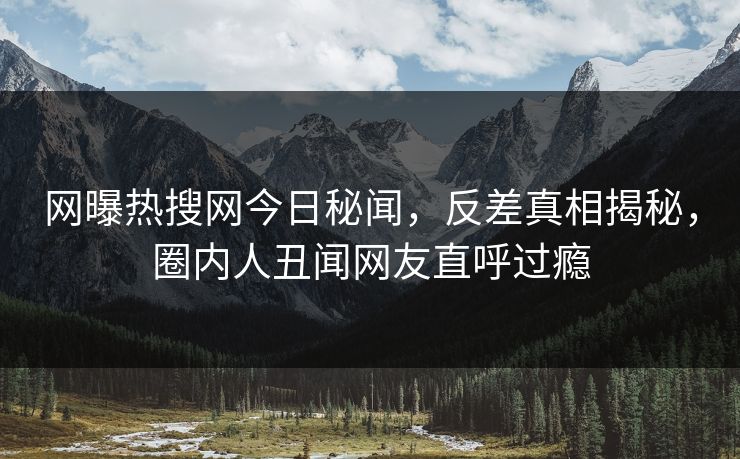网曝热搜网今日秘闻，反差真相揭秘，圈内人丑闻网友直呼过瘾