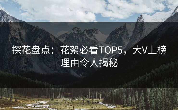 探花盘点：花絮必看TOP5，大V上榜理由令人揭秘