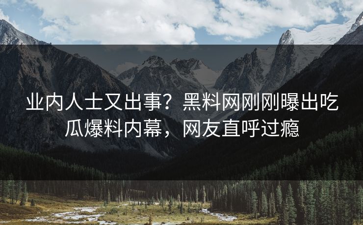 业内人士又出事？黑料网刚刚曝出吃瓜爆料内幕，网友直呼过瘾