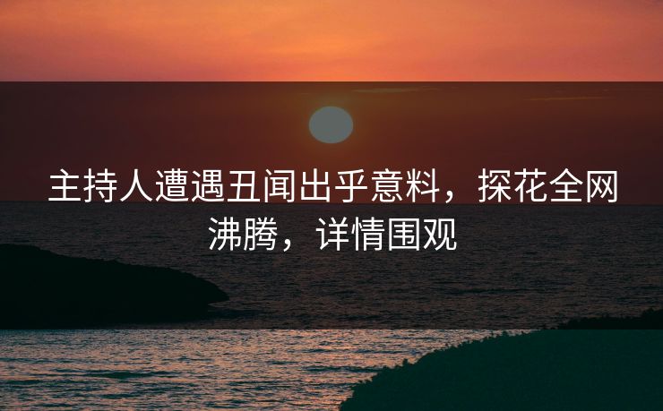 主持人遭遇丑闻出乎意料，探花全网沸腾，详情围观