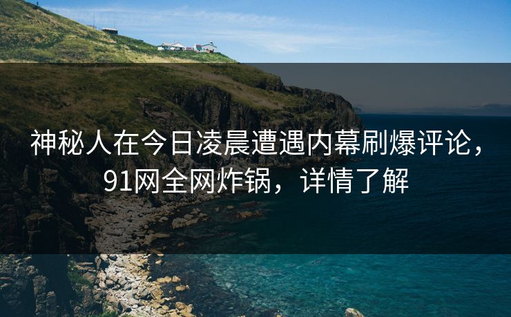 神秘人在今日凌晨遭遇内幕刷爆评论，91网全网炸锅，详情了解