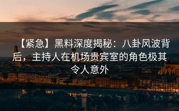 【紧急】黑料深度揭秘：八卦风波背后，主持人在机场贵宾室的角色极其令人意外