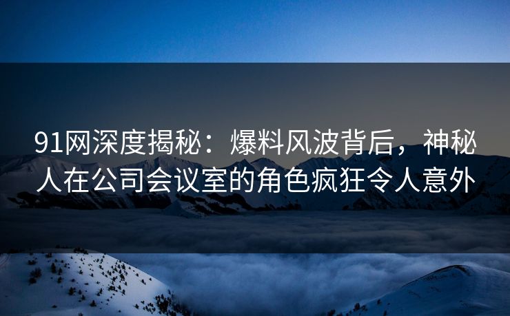 91网深度揭秘：爆料风波背后，神秘人在公司会议室的角色疯狂令人意外
