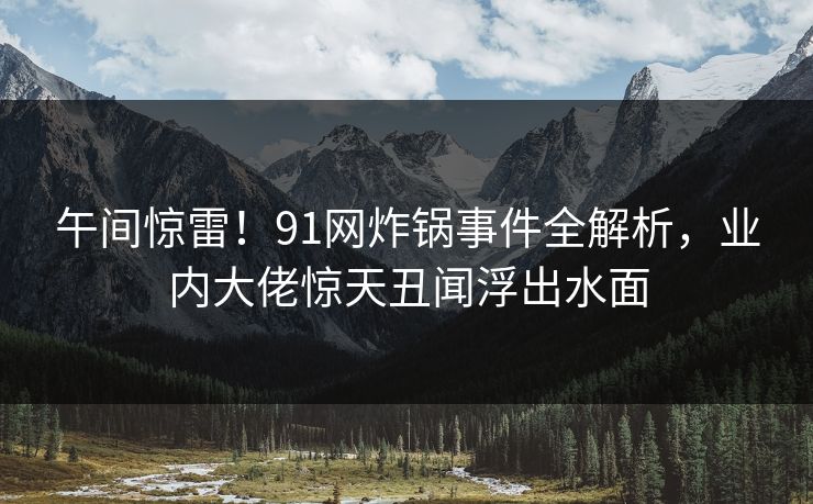 午间惊雷！91网炸锅事件全解析，业内大佬惊天丑闻浮出水面