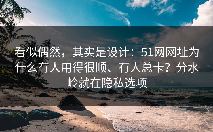 看似偶然，其实是设计：51网网址为什么有人用得很顺、有人总卡？分水岭就在隐私选项