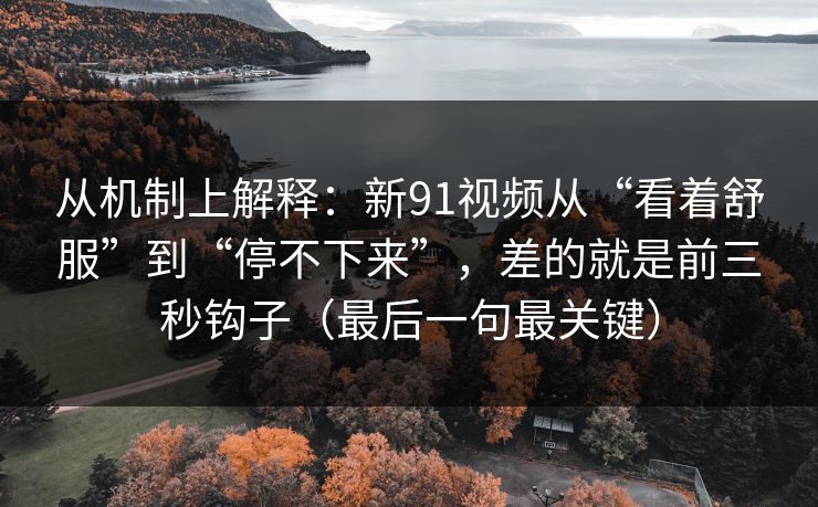 从机制上解释：新91视频从“看着舒服”到“停不下来”，差的就是前三秒钩子（最后一句最关键）